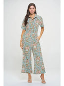 Abstract Floral Print Overall