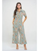 Abstract Floral Print Overall