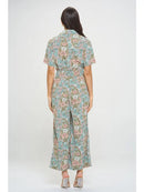 Abstract Floral Print Overall