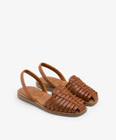 Lola Almagro Binigaus leather flat Menorquina sandals- Avellana