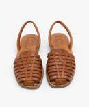 Lola Almagro Binigaus leather flat Menorquina sandals- Avellana