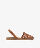 Lola Almagro Binigaus leather flat Menorquina sandals- Avellana