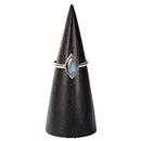 Rainbow Moonstone Single Diamond Ring