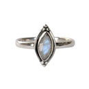 Rainbow Moonstone Single Diamond Ring