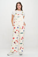 Delightful Spring Picnic Print Overalls
