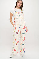 Delightful Spring Picnic Print Overalls