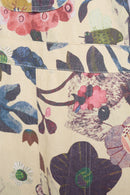 Beige Floral & Bird Print Overall