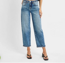 High Rise-Crop Boyfriend Cuffed Jeans
