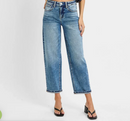 High Rise-Crop Boyfriend Cuffed Jeans