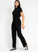 High Waisted Control Jumpsuit Straight- Black