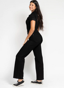 High Waisted Control Jumpsuit Straight- Black