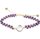 Adjustable Amethyst with Moonstone accent woven bracelet