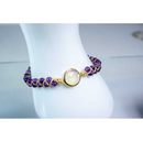Adjustable Amethyst with Moonstone accent woven bracelet
