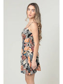 Basque Waist Tropical Print Sundress