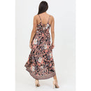 V Neck Lace Up Back Maxi Dress with Slit