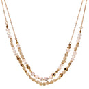 Double Chain Necklace with Crystal and Semiprecious Beads