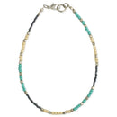 Sweet Simplicity Cream Turquoise & Silver Bead Anklet