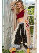 Love Letter Printed Peace Solid Berber Sweater Cardigan