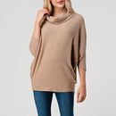 Turtle Cowl Neck Brushed Rib Knit Top
