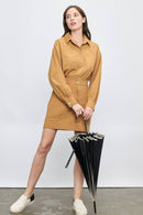 Long Sleeve Stitch Pocket Twill Utility Dress