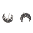 Antiqued Moon Silver Studs