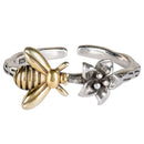 Bee & Flower Adjustable Ring