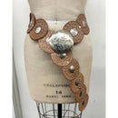 Leather Disc Belt Silver/ Tan