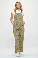 Bird Floral Print Overall