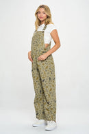 Bird Floral Print Overall