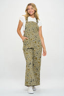 Bird Floral Print Overall