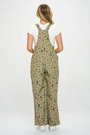 Bird Floral Print Overall
