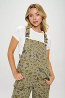 Bird Floral Print Overall
