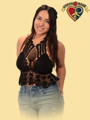 High Neck Crochet Halter Top