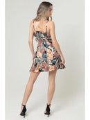 Basque Waist Tropical Print Sundress