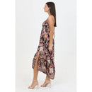 V Neck Lace Up Back Maxi Dress with Slit