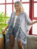 Embroidery Trim Kimono with Tassels