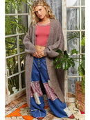 Oversize Rolling Edge Detail Open Front Cardigan Sweater