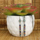 Silver Multi Stone Colorful Bar Dangle Earrings