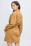 Long Sleeve Stitch Pocket Twill Utility Dress