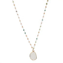 Semi Precious Stone Pendant with Crystal Bead Chain