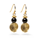 Klimt Inspired Onyx Spiral Earrings