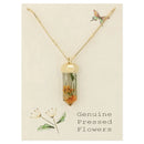 Cottage Floral Dried Yellow Flower Crystal Necklace