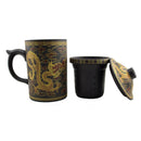 Yi Xing Clay Strainer Mug With Gold Dragon (Brown)