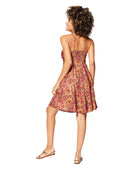 Sleeveless Short Summer Dress - Tan & Red