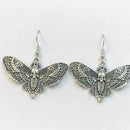Silver Death Moth Earrings