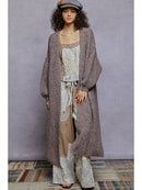 Oversize Rolling Edge Detail Open Front Cardigan Sweater