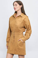 Long Sleeve Stitch Pocket Twill Utility Dress