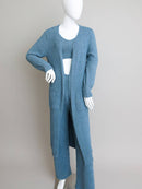 Boucle Cozy Longline Cardigan w/ Pockets - Blue