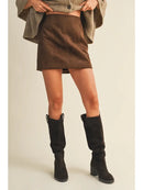 Fitted Suede Mini Skirt