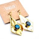 Brass Labradorite Etched Plate Earrings